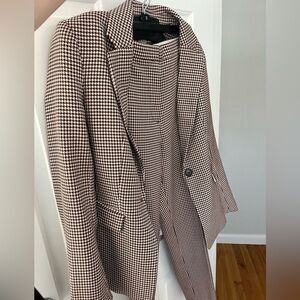 H&M Red/Black/Cream Houndstooth Two Piece Suit